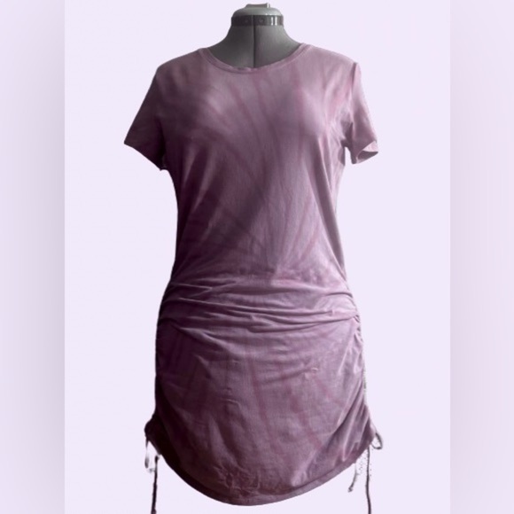 NWT, PINK tied-dyed, side ruched dress, sz Xl - Picture 1 of 3